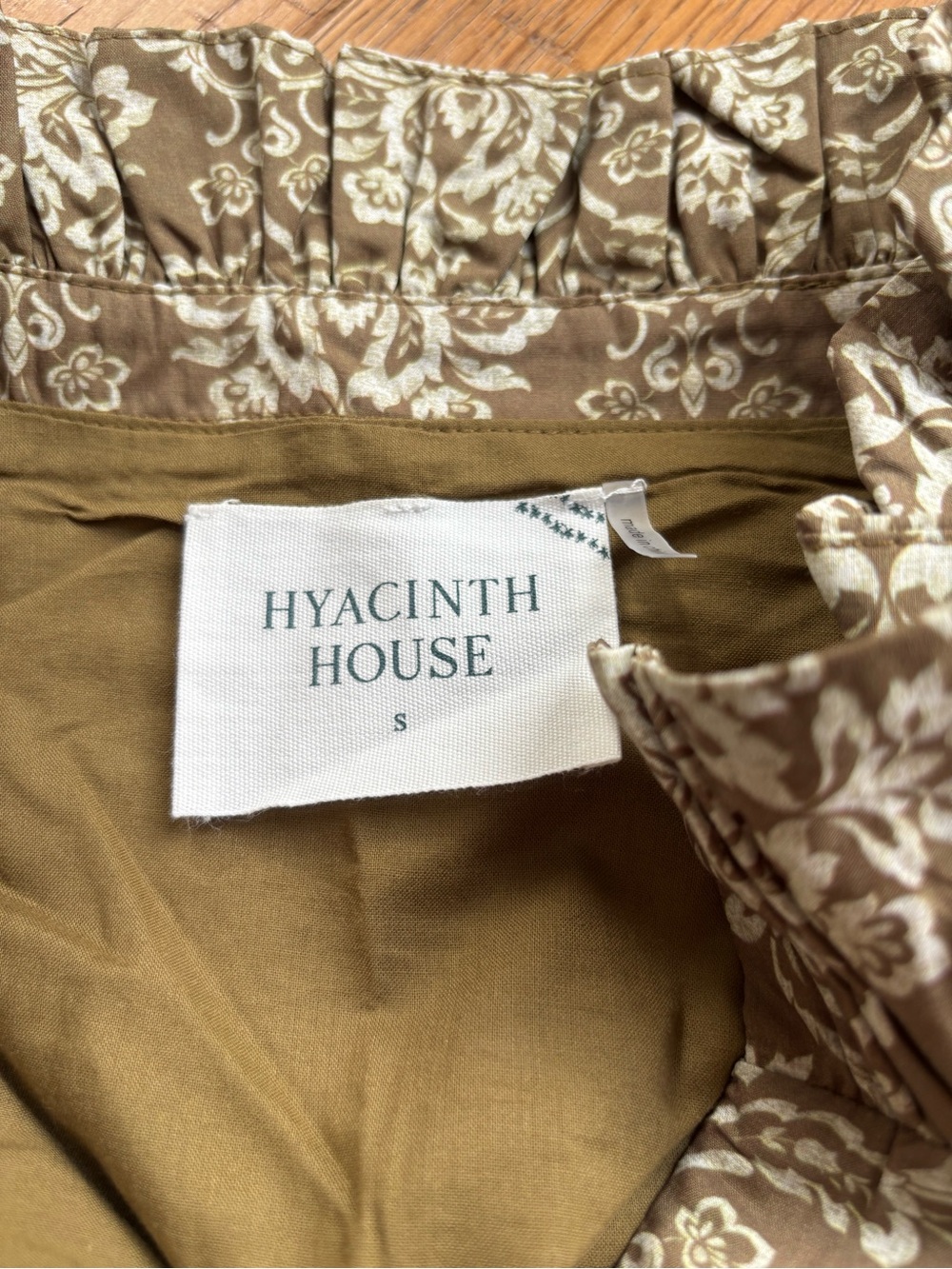 Hyacinth House Russell Mini Dress Olive Floral S NWT Tuckernuck - Picture 7 of 11